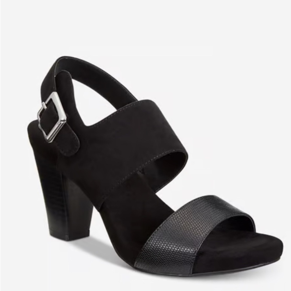 Giani Bernini Aikko Black Platform Chunky Buckle Heel 9M Modern Chic Like New